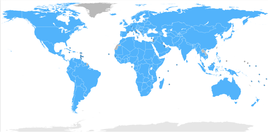 Global map of accepted postal returns